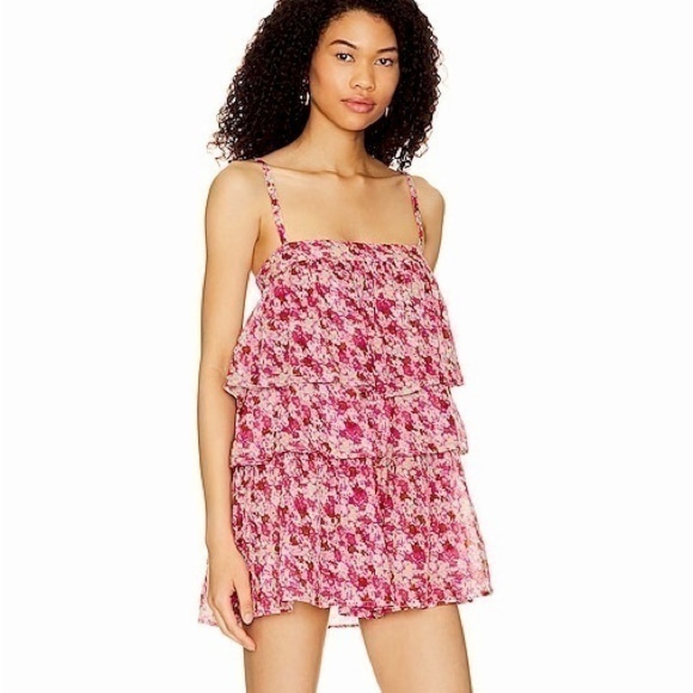 Free People Pink Floral Tiered Camisole Top